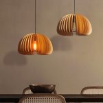 Japanese pumpkin lantern wooden pendant light